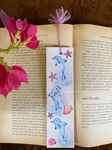 Dolphin Bookmark, Beach Bookmark, Dolphin Watercolor, Watercolor Quotes, Photo Bookmarks, Dolphin Gifts, Watercolor Art Journal, Bookmark Ideas, Creative Bookmarks