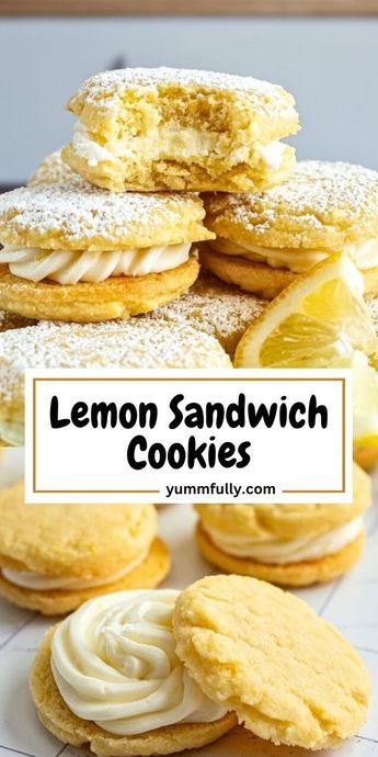 A creamy, sweet, and tart lemon-flavored filling is sandwiched between two crumbly sugar cookies to make the perfect dessert. These little bites of sweet heaven, also known as Polish tea cookies, are the perfect ending to any meal or treat to have with a cup of coffee any time of the day. Lemon sandwich cookies are my all-time favorites! Lemon Sandwich Cookies, Lemon Sandwich, Cookies To Make, Lemon Cookies Recipes, Citrus Recipes, Lemon Dessert, Food Cookies, Boozy Desserts, Kitchen Fun