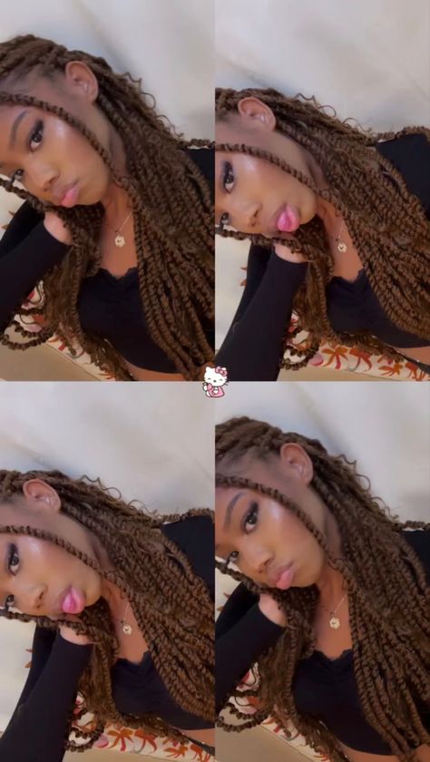 Coffee Brown Passion Twists, Passion Twists Different Colors, Honey Blonde Mini Passion Twist, Passion Twists With Charms, Chocolate Brown Passion Twists, Brown Bohemian Twists, Brown And Black Passion Twist, Passion Twists Color 30, Color 30 Twists