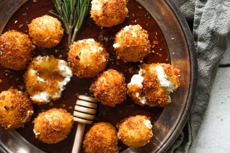 Fried Goat Cheese with Tarragon   Honey Fried Goat Cheese Balls, Goat Cheese Balls, New Years Appetizers, Fried Goat Cheese, Baked Goat Cheese, Goat Cheese Recipes, Cheese Balls, Cheese Fries, Favorite Appetizers