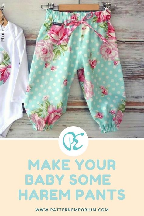 Modern Harem Pants for Babies & Toddlers Baby Ruffle Pants, Toddler Harem Pants, Toddler Sewing Patterns, Baby Harem Pants, Beginners Sewing, Toddler Patterns, Sewing Baby Clothes, Sewing Pants, Diy Vetement