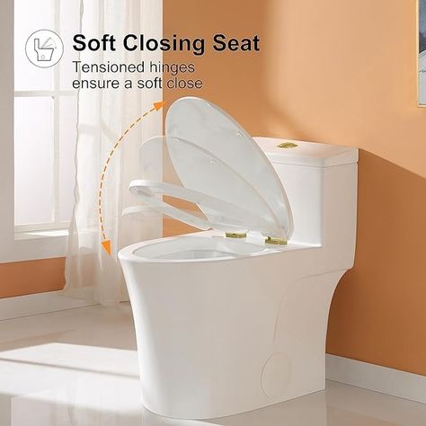 HOROW T0338W Compact One Piece Toilet with Comfort Chair Seat ADA Height 17.3", Elongated Dual Flush 0.8/1.28 GPF and MAP 1000g, Standard White Toilet Bowl - Amazon.com Ada Toilet, Toilet Plumbing, Comfort Chair, White Toilet, Modern Toilet, Toilet Design, Chair Height, One Piece Toilets, Toilet Bowl