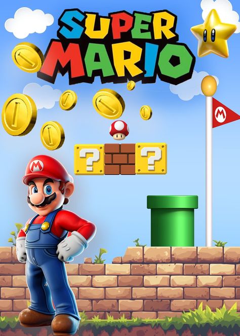 5x7 Mario Backdrop Message to customize. Digital File only Mario And Luigi Background, Super Mario Background Landscape, Super Mario Game Background, Mario Bros Background Wallpapers, Mario Pattern Wallpaper, Mario Fan Art, Pencil Sketch Images, Dragon Balls, Mario Bros.