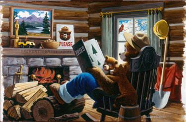 Smokey Bear Trees Give Us Many Things 1983. Replica on display at the Golden Pond Visitor Center. Smokey Bear, Smokey The Bears, Wood Postcard, Gallery Artwork, Large Framed Prints, Vintage Poster Art, Reading Book, 1000 Piece Jigsaw Puzzles, Support Artists