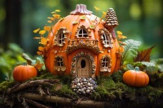 Cookie Monster Pumpkin, Pumpkin Fairy House, House Pumpkin, Halloween Fairy Garden, Creative Pumpkin Decorating, Elegant Pumpkins, Halloween Pumpkin Carving Stencils, Clay Fairy House, Pumpkin Carving Designs