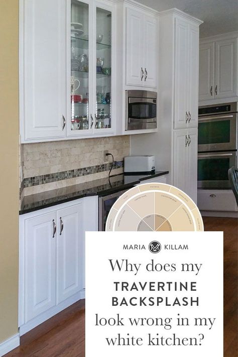 White Cabinets Beige Backsplash, Earthy Backsplash, Beige Backsplash Kitchen, Travertine Backsplash White Cabinets, Limewash Travertine Backsplash, White Cabinets Travertine Backsplash, Ivory Kitchen Cabinets With Brick Backsplash, Tumbled Marble Backsplash Kitchen, Amazing Kitchens Design