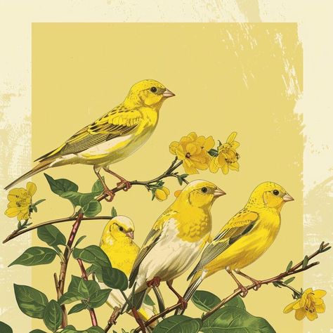 Norwich Canary historical evolution illustrated with vintage elements. (Norwich Canary) Canary Illustration, Canary Birds, Interesting Animals, Animal Habitats, Vintage Illustrations, Scientific Illustration, Animal Behavior, Bird Illustration, Animals Images