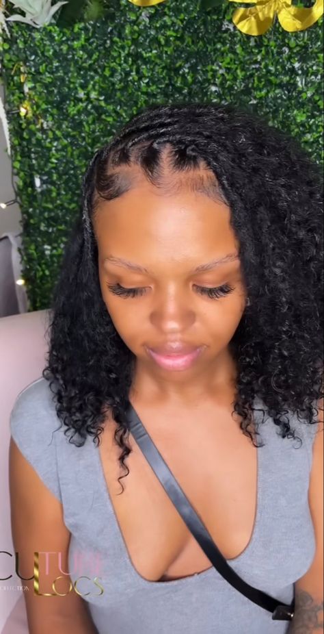 Side Part Locs Black Women, Side Part Loc Hairstyles, Locs With Curly Ends Black Women, Loc With Curly Ends, Instant Locs With Curly Ends, Locks With Curly Ends, Side Part Locs, Dreads With Curly Ends, Curly Locs Black Women