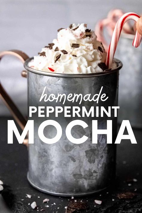 Vegan Peppermint Mocha, Mocha Coffee Recipe, Peppermint Mocha Coffee, Homemade Peppermint Mocha, Peppermint Mocha Recipe, Traditional Holiday Recipes, Coconut Milk Coffee, Peppermint Latte, Healthy Sweeteners