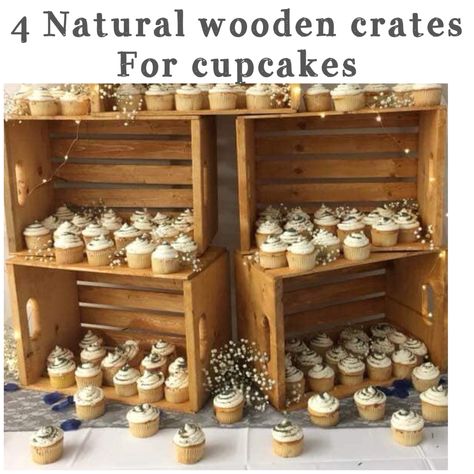 Crate Food Display, Wood Crate Food Display, Dessert Ladder, Graduation Display Table, Desert Display, Graduation Display, Cupcake Display, Market Ideas, Wedding Dessert