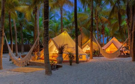 Cinco Tulum, Best Sian Ka'an Area Hotels, Maya Riviera Mexico Great Vacation Spots, Cancun Airport, Glamping Resorts, Tulum Beach, Glamping Site, Camping Destinations, Luxury Tents, Couples Retreats, Camping Area