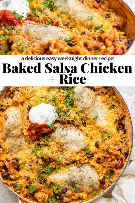 Easy Fiesta Chicken Bake, Chicken Salsa Rice, Chicken Salsa Casserole Recipes, Salsa Chicken Bake With Rice, Quest Salsa Chicken And Rice, Leftover Salsa Chicken Recipes, Salsa Chicken Rice Casserole, Southwest Chicken Bake With Rice, Queso Salsa Chicken And Rice