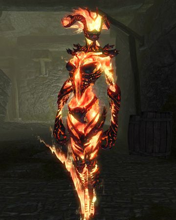 Flame Atronach, Skyrim Art, Fire Demon, Elder Scrolls Skyrim, Female Armor, Elder Scrolls V Skyrim, Fire Flame, Fantasy Monster, Fantasy Rpg