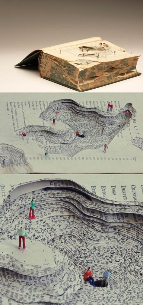 Uni Scrapbook, Paper Exploration, Book Carving, Miniature People, Paper Sculptures, Book Sculpture, Up Book, Paper Book, Handmade Books