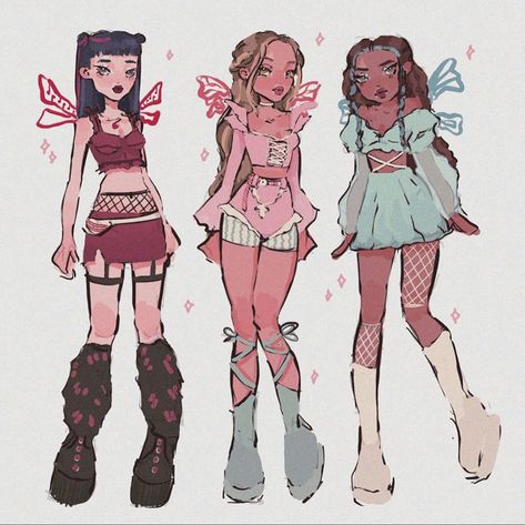 Winx Club Art Style, Winx Style Drawing, Bratz Concept Art, Winx Club Art Fanart, Winx Club Fashion Illustration, Arte Monster High, Art Outfits, Arte Van Gogh, Cartoon Outfits