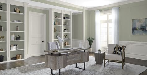 Glidden Paint Colors, Light Green Paint, Top Paint Colors, Traditional Home Office, Behr Colors, Paint Trends, Green Paint Colors, Paint Companies, Home Decor Trends