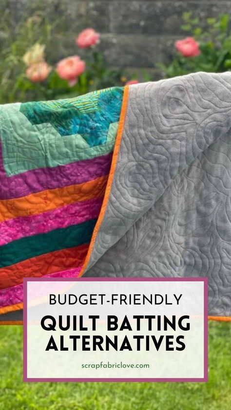 Find budget-friendly ideas for quilt batting alternatives, including using fleece as batting and how to sew batting together. Great for beginner quilt tutorials or upcycling fabric, these alternatives are perfect for creating bright quilts, charm pack quilts, or a cozy flannel quilt. Learn how to finish a quilt and baste a quilt while saving money with these affordable techniques for making beautiful heirloom quilts and quilt crafts. Quilt With No Batting, No Binding Quilt, Quilt Batting Alternative, Temperature Quilts, Upcycling Fabric, Beginner Quilt Tutorial, Basting A Quilt, Quilt Crafts, Backing A Quilt