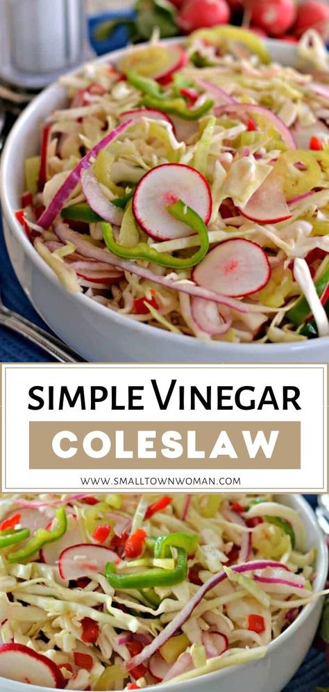 Side Dish For Ribs, Vinegar Coleslaw Recipe, Side Dishes For Ribs, Vinegar Coleslaw, Healthy Dressing, Slaw Recipes, Coleslaw Recipe, Grilled Asparagus, Summer Grilling