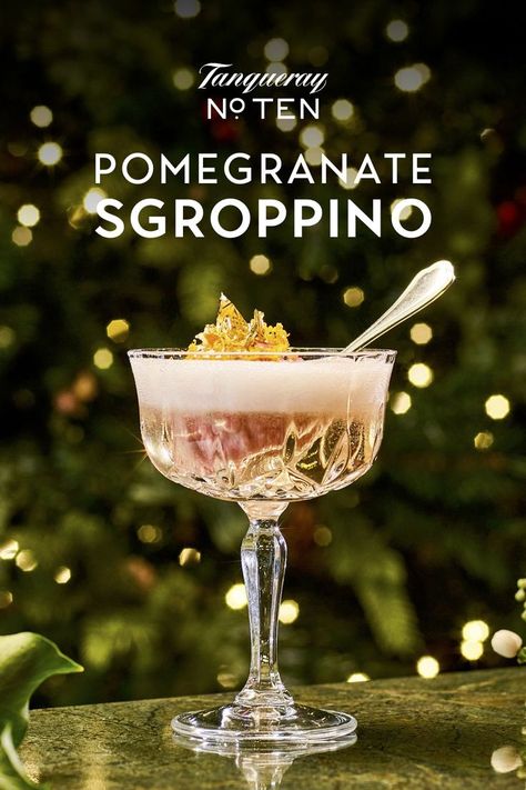 A cocktail that doubles up as a dessert? Count us in! Click to see our Tanqueray No. Ten Pomegranate Sgroppino recipe. Vermouth Cocktail, Edible Gold Leaf, Palate Cleanser, Cocktails Recipes, Festive Cocktails, Edible Gold, Orange Zest, Cocktail Glass, Cocktail Recipe