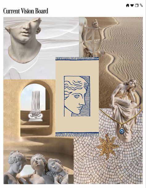 Neutral greek mediterranean summer aesthetic board #greek #neutral #mediterraneansummer #moodboard #beigeaesthetic #greeksummer Greek Muses Aesthetic, Greek Packaging Design, Vintage Mediterranean Aesthetic, Greek Party Aesthetic, Greek Culture Aesthetic, Mediterranean Mood Board, Greek Moodboard, Acquaintance Party, Mediterranean Summer Aesthetic