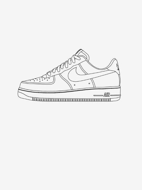 Airforce 1 Drawing Easy, Nike Air Jordan Drawing, Cute Shoe Drawings, Nike Dunks Drawing, Cool Shoe Drawings, Nike Air Drawing, Sneaker Coloring Page, How To Draw Nike Shoes, Nike Jordan Drawing