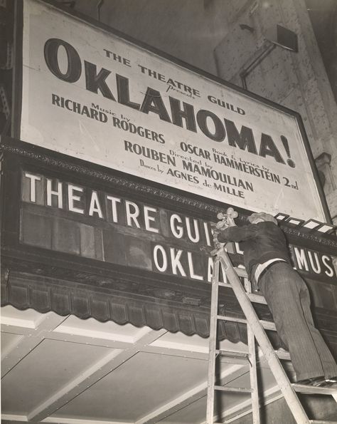 How ‘Oklahoma!’ Revolutionized the Cast Album - The New York Times Oklahoma Musical, Broadway Marquee, Movie Marquee, Ballet Music, Art Brochures, Theatre Life, Theatre Poster, Broadway Theatre, Theatre Arts