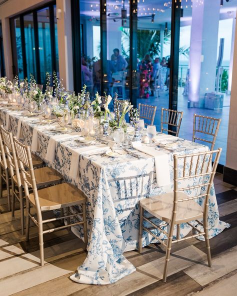 Reception linens and florals of our dreams 💙 Reception Linens, Floral, Quick Saves