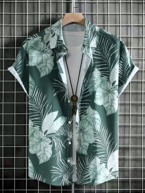 Men's Summer Fashion, Tropical Print Shirt, Mens Outdoor Clothing, Vacation Tops, Hawaiian Vacation, Sweatpants Shorts, Men Beach, Outdoor Clothing, Short Sleeve Shirts