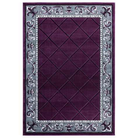 Charlton Home® Godsey Geometric Plum/Gray Area Rug & Reviews | Wayfair Chic Room Decor, Plum Rug, Simple Trellis, Purple Backdrop, Chic Room, Classic Rug, Trellis Design, Purple Area Rugs, Carved Designs