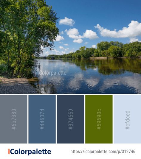 Color Palette Ideas from Reflection Water Waterway Image Lake Color Palette, Urban Color Palette, Olsen Family, Nature Reflection, Lake Theme, Waterfront Apartments, Color Palette Ideas, Yoga Inspo, Sky Tree