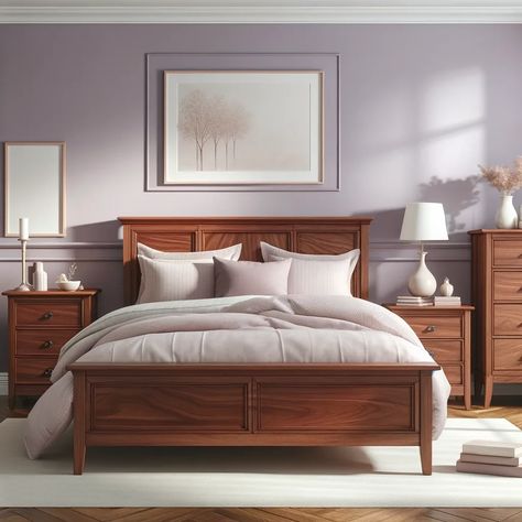 Cherry Wood Bedroom Furniture, Cherry Wood Bedroom, Wood Bedroom Decor, Cherry Bedroom Furniture, Best Wall Colors, Lavender Walls, Cherry Wood Furniture, Cherry Furniture, Wood Bedroom Sets