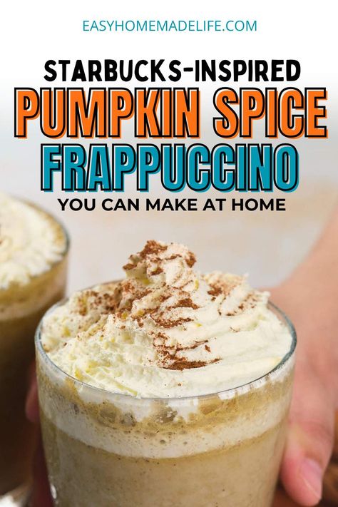 Pumpkin Spice Frappuccino Recipe, Pumpkin Spice Frappuccino, Pumpkin Spices, Flourless Cookies, Starbucks Pumpkin Spice, Frappuccino Recipe, Fall Drink, Homemade Pumpkin Spice, Easy Autumn Recipes