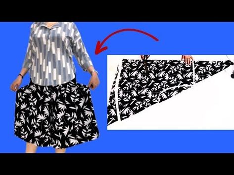 How to cut and sew a very beautiful and easy skirt / sewing without a pattern in just 6 minutes - YouTube Flair Skirt, Skirt Sewing, Beautiful Skirt, Skirt Short, Sewing Skirts, Beautiful Skirts, A Pattern, Sewing, Skirt