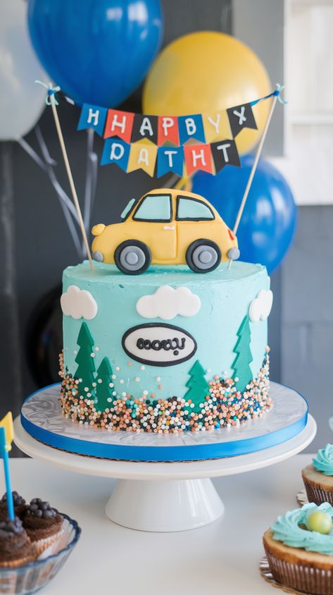 15 Adorable Car Birthday Cake Ideas That Will Steal the Show at Your Kid's Party! (Check Out #8!) Vehicle Birthday Cake, Car Theme Cake For Kids, Car Birthday Cake Ideas, Car Cake Ideas, Cars Cake Pops, Car Cakes For Boys, Car Birthday Cake, Cars Theme Cake, Firetruck Cake