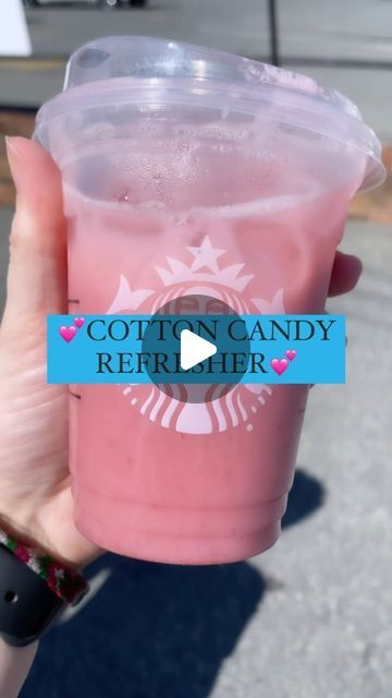 Cotton Candy Refresher Starbucks, Cotton Candy Refresher, Starbucks Drinks Holiday, Refresher Starbucks, Strawberry Purée, Sweet Cream Cold Foam, Cream Cold Foam, Strawberry Acai, Starbucks Secret