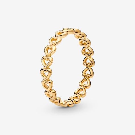 Pandora Rings Aesthetic Gold, Gold Rings Pandora, Gold Pandora Ring, Pandora Gold Rings, Gold Pandora Rings, Pandora Rings Gold, Emily Outfit, Heart Ring Gold, Gold Pandora