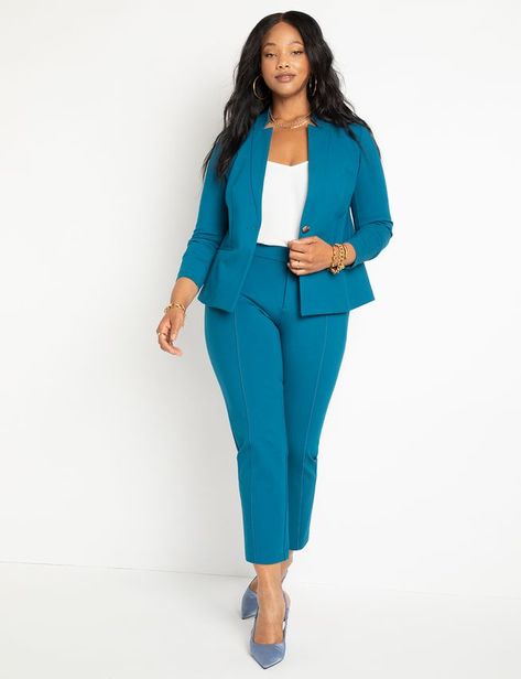 The Ultimate Suit Pintuck Pant | Women's Plus Size Pants | ELOQUII Plus Size Professional, Plus Size Styling, Business Casual Looks, Stylish Blouses, Apple Body Shapes, Professional Work Outfit, Business Clothes, Flattering Pants, Plus Size Work