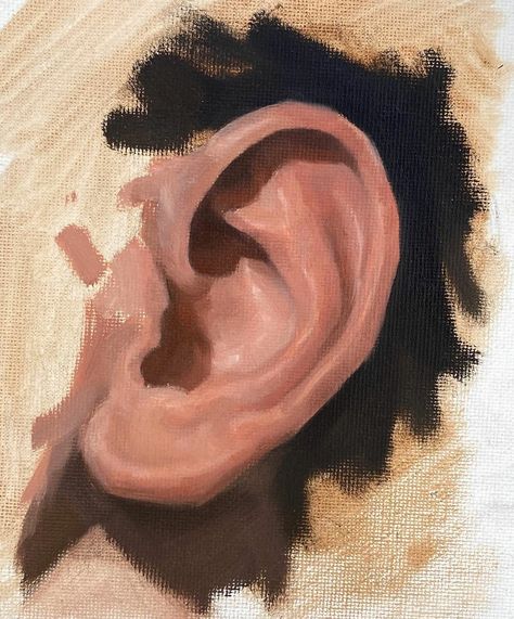 Ear Art, Art Assignments, Oil Painting Inspiration, Portraiture Painting, Painting Art Lesson, Oil Painting Portrait, Art Instructions, Anatomy Art, Art Oil