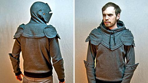 Knight Hoodie, Medieval Garb, Hoodie Tutorial, Armor Hoodie, Jaime Lannister, Suit Of Armor, Medieval Knight, Dress Up Outfits, Sewing Skills