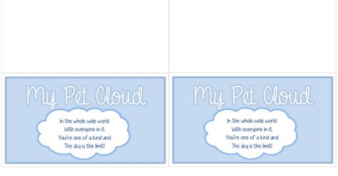 My Pet Cloud Tags Free Printable Rook No 17.pdf Pet Cloud, Parent Volunteers Gifts, Cloud Printable, Swaps Ideas, Fundraising Crafts, Cloud Party, Printable Things, Spilt Milk, Weather Unit