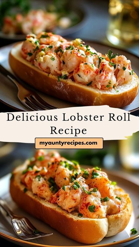 Savor the flavors of the sea with our Delicious Lobster Roll Recipe! This easy-to-make roll features succulent lobster meat, lightly dressed for the perfect balance of flavors, all nestled in a warm, toasted bun. Ideal for summer gatherings or casual dinners, these lobster rolls are a luxurious treat that’s surprisingly simple to prepare. Serve with fries or a fresh salad for a complete meal! Split Lobster Tail Recipe, Lobster Meatballs, Lobster Sandwich Recipe, Healthy Lobster Recipes, Grilled Lobster Recipes, Carnival Eats Recipes, Mini Lobster Rolls, Lobster Roll Recipe, Lobster Sandwich