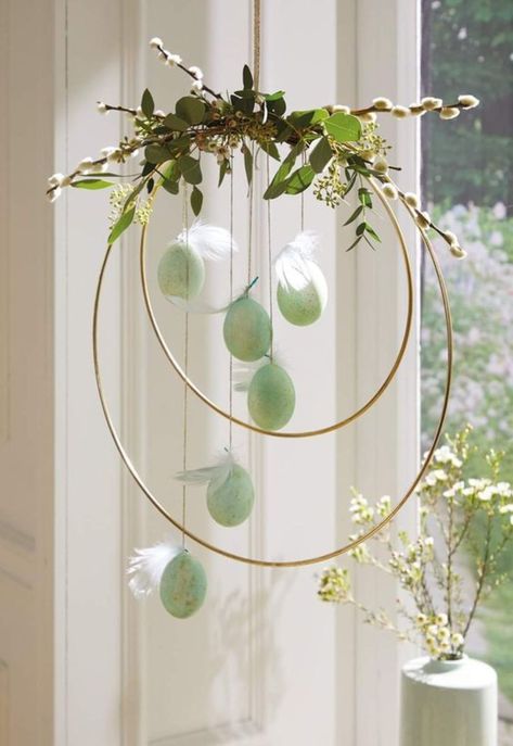 Hoop Decoration Ideas, Hula Hoop Decoration, Diy – Velikonoce, Design Villa, Easter Craft Decorations, Spring Craft, Easter Floral, Easter Inspiration, Modern Barn