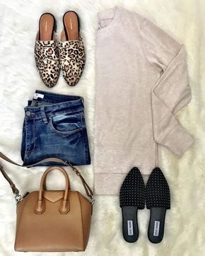 Black Mules Outfit, Mules Outfit, Leopard Mules, Oatmeal Sweater, Sweater Jeans, Black Mules, Date Outfit, Winter Mode, Fall Outfit Ideas