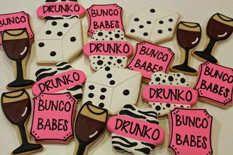 Bunco Cookies | Cookie Connection Bunco Cookies Decorated, Bunco Cookies, Bunco Snacks, Decorator Cookies, Flood Cookies, Bunco Ideas, Bunco Themes, Wedding Stencils, Bunco Night