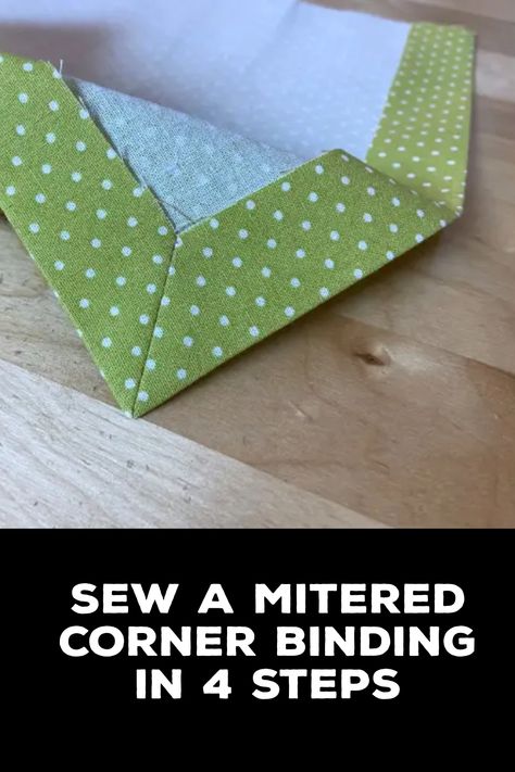 How to Sew a Mitered Corner Binding How To Sew A Mitered Corner Tutorials, How To Sew Binding Corners, Mitered Corner Napkins, Miter Corners On A Quilt, How To Mitre Corners On A Quilt, How To Sew Blanket Corners, How To Sew A Mitered Corner, Sewing Corners On Blankets, Quilt Corners Easy