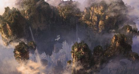 Hallelujah Mountains, Supernatural Hunter, Dylan Cole, Concept Painting, Dylan And Cole, Mountain Drawing, Pandora Avatar, Environment Art, Avatar Movie