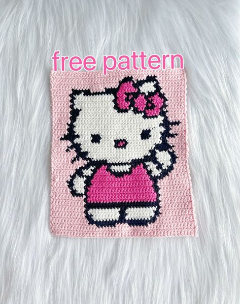 shujun shao | Free Pattern Share Hi, guys, thanks for loving this hello kitty. I do appreciate all your likes. You can follow the pixel grid to make... | Instagram Hello Kitty Blanket Crochet Pattern, Hello Kitty Crochet Projects, Hello Kitty Crochet Grid Pattern, Hello Kitty Quilt Pattern Ideas, Crochet Hello Kitty Blanket, Hello Kitty Crochet Tapestry, Hello Kitty Pixel Grid, Hello Kitty Granny Square Pattern, Hello Kitty Tapestry Crochet