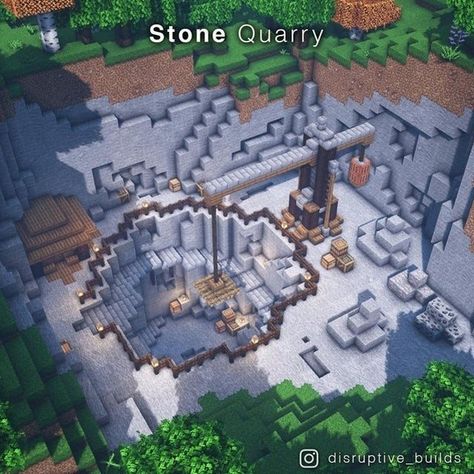 Minecraft Builds & Tutorials shared a photo on Instagram: “Check out this Stone Quarry! Made by: @disruptive_builds” • See 139 photos and videos on their profile. Disruptive Builds, Minecraft Quarry, Construction Minecraft, Minecraft Kingdom, Minecraft Decoration, Minecraft Structures, Minecraft House Plans, Minecraft Farm, Bangunan Minecraft