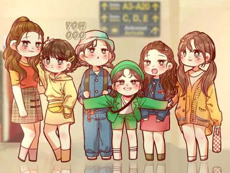 Anime Group Of Friends, Friends Illustration, Friend Cartoon, Friend Anime, Bff Pictures, G Friend, Anime Best Friends, Kpop Fanart, Friend Pictures