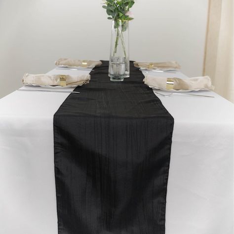 Black Table Runner, Dinning Room Sets, Linen Runner, Table Overlays, Magnum Opus, Banquet Tables, Wedding Table Settings, Linen Table Runner, Restaurant Decor